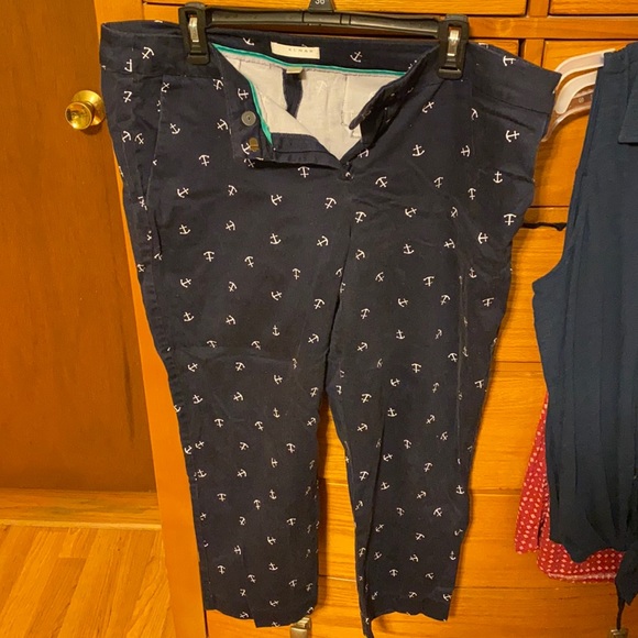 Kenar Pants - Navy blue anchor cropped pants
